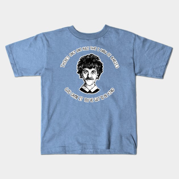 Vonnegut Quote God Bless Your Mr. Rosewater Kids T-Shirt by Audrey Nagle